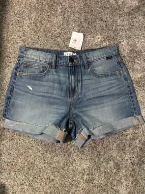 Cello Denim Shorts in Medium Blue with Contrast Stitching